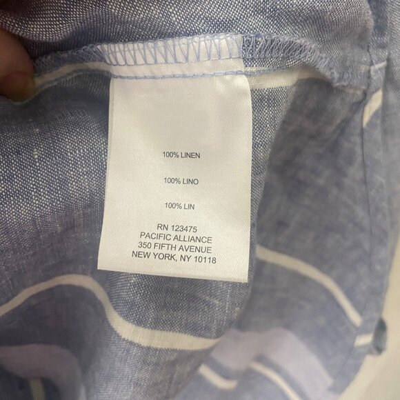 Ellen Tracy Top Womens size Large Blue & White Striped Shirt With Zipper & Pocke - Picture 9 of 15